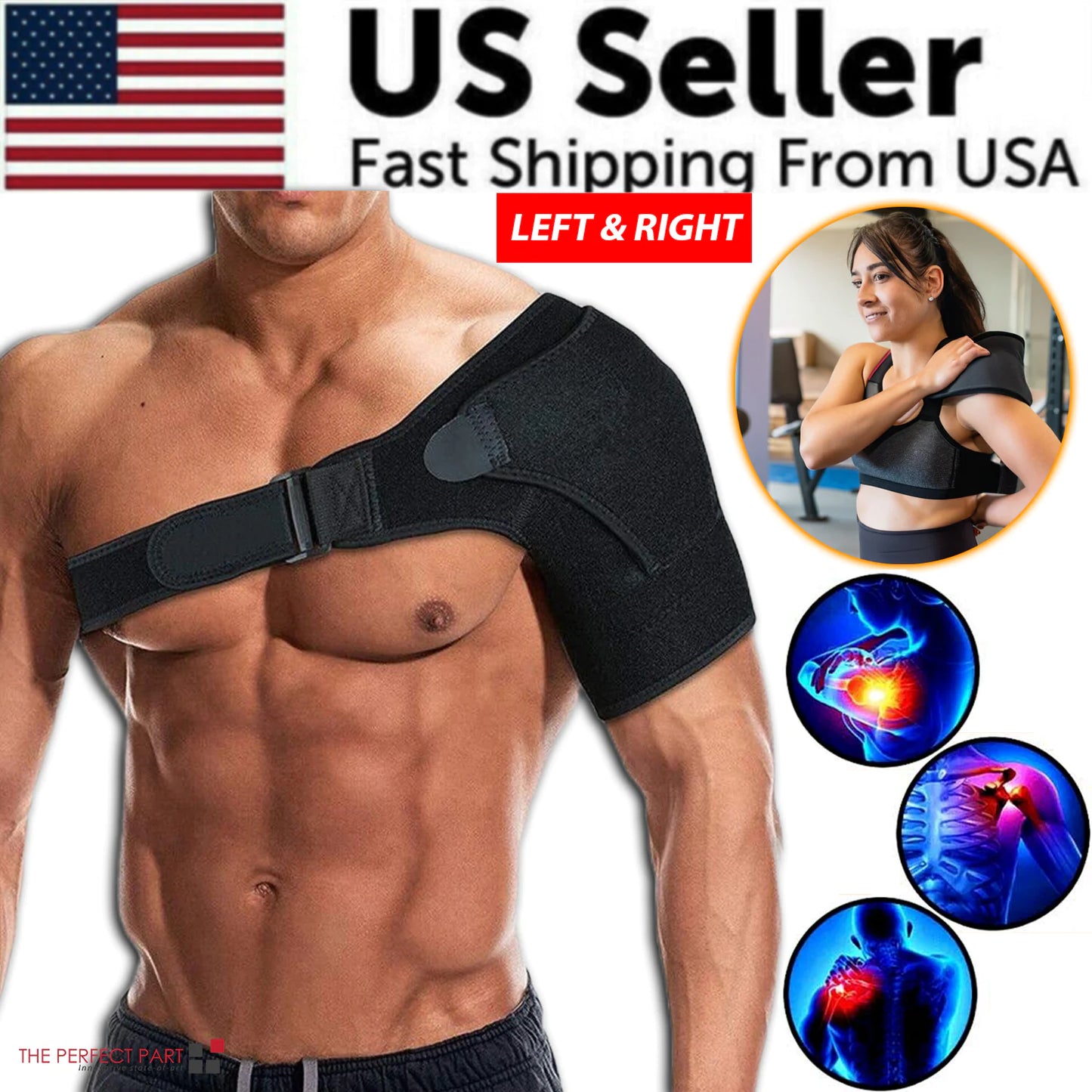 Shoulder Brace Support Compression Sleeve Torn Rotator Cuff AC Joint Pain Relief