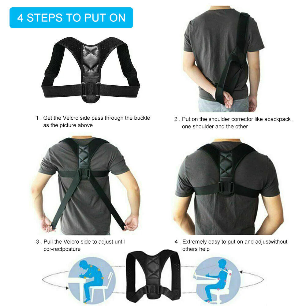 Posture Corrector Adjustable Back Brace Shoulder Support Clavicle Belt Men Women