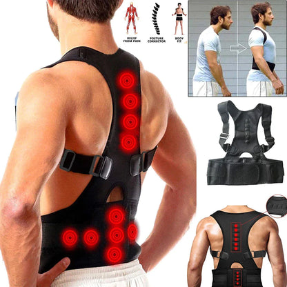 Posture Corrector Support Magnetic Back Shoulder Brace Belt Band For Men Women